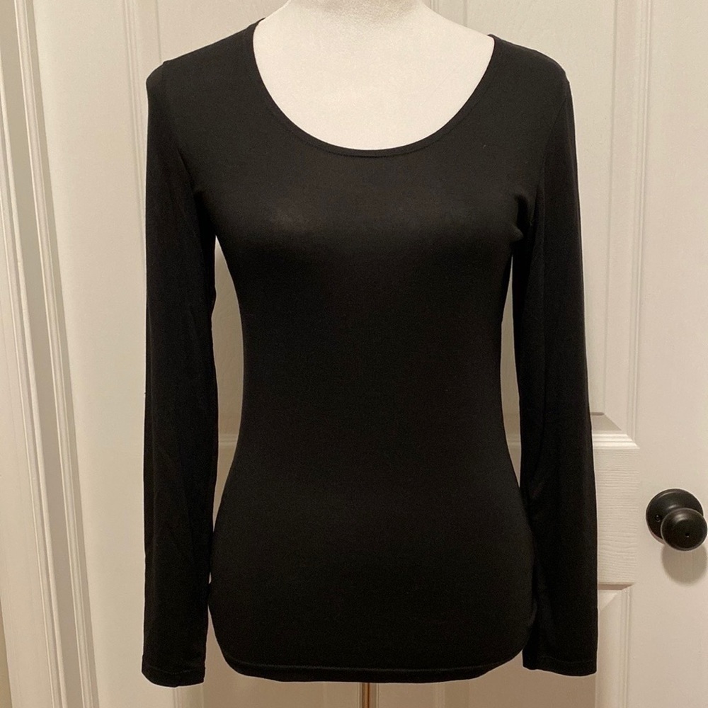 32 Degrees Black Base Layer Long Sleeve Stretch Top